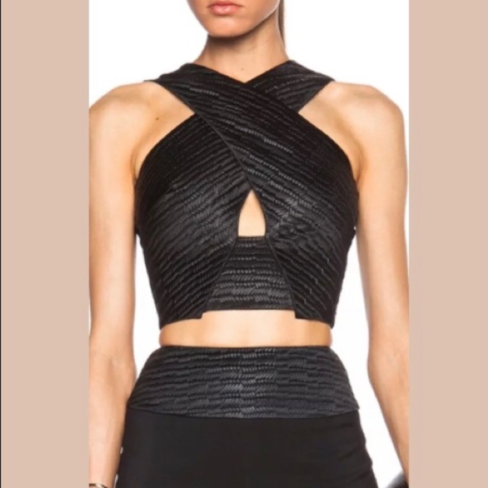 L’AGENCE BLACK CREPE WOVEN CROP TOP SIZE 2